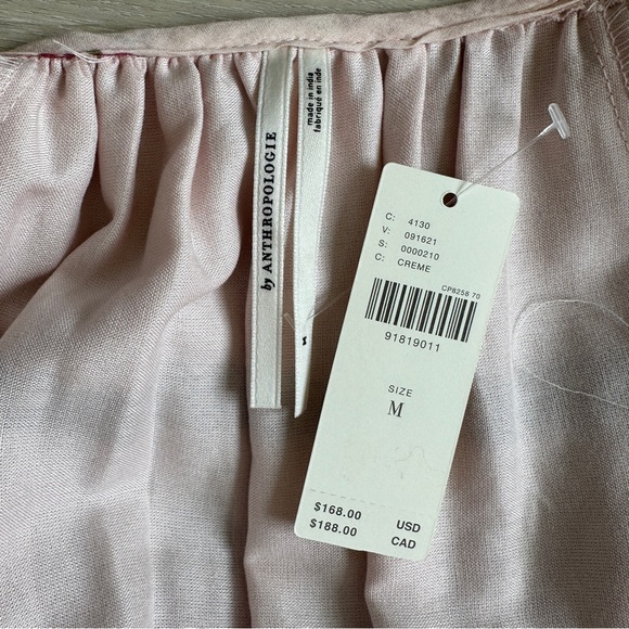 Anthropologie blush Floral Maxi Dress with Ruffle Sleeves size M - Picture 3 of 3